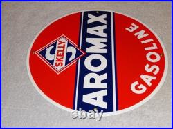 Vintage Skelly Aromax Gasoline 11 3/4 Porcelain Metal Service Station Oil Sign