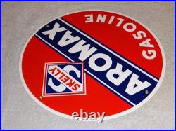 Vintage Skelly Aromax Gasoline 11 3/4 Porcelain Metal Service Station Oil Sign