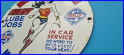 Vintage Skelly Gasoline Porcelain Wonder Woman Gas Motor Oil Service Pump Sign