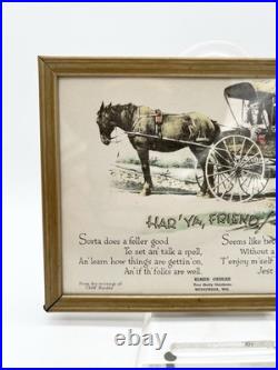 Vintage Skelly Oil Advertising Framed Sign Har' Ya Friend Weyauwega WI