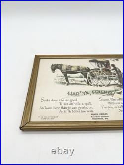 Vintage Skelly Oil Advertising Framed Sign Har' Ya Friend Weyauwega WI