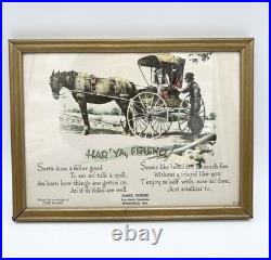 Vintage Skelly Oil Advertising Framed Sign Har' Ya Friend Weyauwega WI
