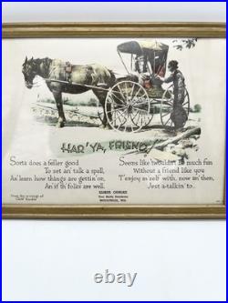 Vintage Skelly Oil Advertising Framed Sign Har' Ya Friend Weyauwega WI