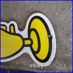 Vintage Small Shell Car Old Us Gasoline Oil Gas Pump Enamel Porcelain Sign