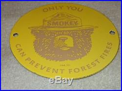 Vintage Smokey The Bear Forest Fire Prevention 6 Porcelain Metal Gas Oil Sign