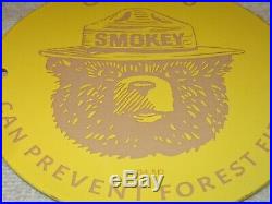 Vintage Smokey The Bear Forest Fire Prevention 6 Porcelain Metal Gas Oil Sign