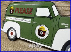 Vintage Smokey The Bear Porcelain Sign Dealership Gas Station Oil Truck Vintage Smokey The Bear Porcelain Sign Dealership Gas Station Oil Truck