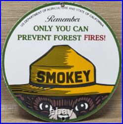 Vintage Smokey The Bear Porcelain Sign Forest Fires Gas Oil No Smoking Parks Vintage Smokey The Bear Porcelain Sign Forest Fires Gas Oil No Smoking Parks