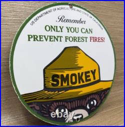 Vintage Smokey The Bear Porcelain Sign Forest Fires Gas Oil No Smoking Parks Vintage Smokey The Bear Porcelain Sign Forest Fires Gas Oil No Smoking Parks