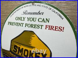 Vintage Smokey The Bear Porcelain Sign Forest Fires Gas Oil No Smoking Parks Vintage Smokey The Bear Porcelain Sign Forest Fires Gas Oil No Smoking Parks