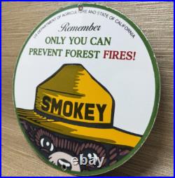 Vintage Smokey The Bear Porcelain Sign Forest Fires Gas Oil No Smoking Parks Vintage Smokey The Bear Porcelain Sign Forest Fires Gas Oil No Smoking Parks