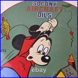 Vintage Socony Aircraft Oils Sign Mickey Standard Oil Service Porcelain Sign Vintage Socony Aircraft Oils Sign Mickey Standard Oil Service Porcelain Sign
