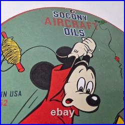 Vintage Socony Aircraft Oils Sign Mickey Standard Oil Service Porcelain Sign Vintage Socony Aircraft Oils Sign Mickey Standard Oil Service Porcelain Sign