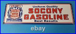 Vintage Socony Gasoline Sign Mobil Gas Pump Advertising Porcelain Sign