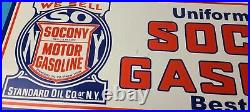 Vintage Socony Gasoline Sign Mobil Gas Pump Advertising Porcelain Sign