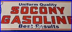 Vintage Socony Gasoline Sign Mobil Gas Pump Advertising Porcelain Sign