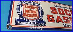 Vintage Socony Gasoline Sign Mobil Gas Pump Advertising Porcelain Sign