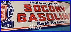 Vintage Socony Gasoline Sign Mobil Gas Pump Advertising Porcelain Sign