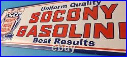 Vintage Socony Gasoline Sign Mobil Gas Pump Advertising Porcelain Sign