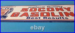 Vintage Socony Gasoline Sign Mobil Gas Pump Advertising Porcelain Sign