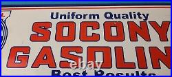 Vintage Socony Gasoline Sign Mobil Gas Pump Advertising Porcelain Sign