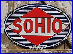 Vintage Sohio Porcelain Sign Standard Oil Advertising Gas Motor Garage Service