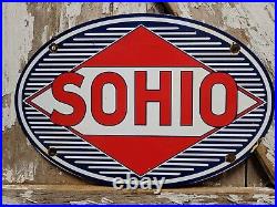 Vintage Sohio Porcelain Sign Standard Oil Advertising Gas Motor Garage Service