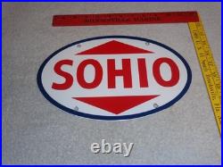 Vintage Sohio Southern Ohio Gasoline & Oil 11 3/4 Porcelain Metal Service Sign