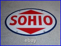 Vintage Sohio Southern Ohio Gasoline & Oil 11 3/4 Porcelain Metal Service Sign