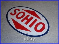 Vintage Sohio Southern Ohio Gasoline & Oil 11 3/4 Porcelain Metal Service Sign