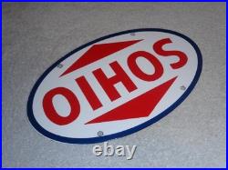 Vintage Sohio Southern Ohio Gasoline & Oil 11 3/4 Porcelain Metal Service Sign