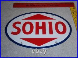 Vintage Sohio Southern Ohio Gasoline & Oil 11 3/4 Porcelain Metal Service Sign