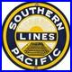 Vintage Southern Pacific Lines Porcelain Sign Gas Station Pump Plate Oil Train