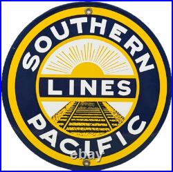 Vintage Southern Pacific Lines Porcelain Sign Gas Station Pump Plate Oil Train Vintage Southern Pacific Lines Porcelain Sign Gas Station Pump Plate Oil Train
