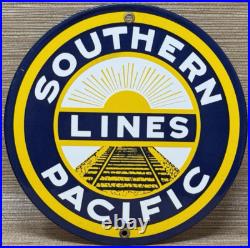 Vintage Southern Pacific Lines Porcelain Sign Gas Station Pump Plate Oil Train Vintage Southern Pacific Lines Porcelain Sign Gas Station Pump Plate Oil Train