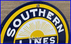Vintage Southern Pacific Lines Porcelain Sign Gas Station Pump Plate Oil Train Vintage Southern Pacific Lines Porcelain Sign Gas Station Pump Plate Oil Train