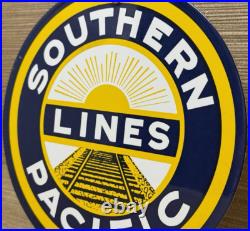 Vintage Southern Pacific Lines Porcelain Sign Gas Station Pump Plate Oil Train Vintage Southern Pacific Lines Porcelain Sign Gas Station Pump Plate Oil Train