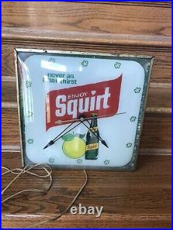 Vintage Squirt Soda Lighted Pam Clock Gas Oil Advertising Original Not Working