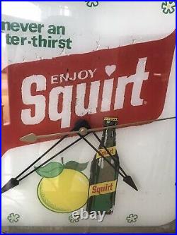 Vintage Squirt Soda Lighted Pam Clock Gas Oil Advertising Original Not Working