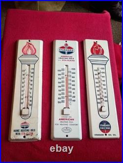 Vintage Standard American 11 Gas & Oil Advertising Therm Sign Set Of 3 Original