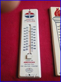 Vintage Standard American 11 Gas & Oil Advertising Therm Sign Set Of 3 Original
