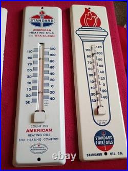 Vintage Standard American 11 Gas & Oil Advertising Therm Sign Set Of 3 Original
