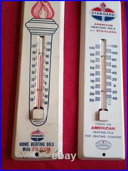 Vintage Standard American 11 Gas & Oil Advertising Therm Sign Set Of 3 Original