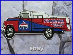 Vintage Standard Auto And Tire Service Tanker Porcelain Sign 12×5