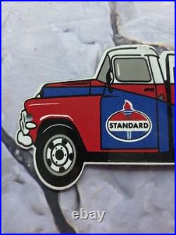 Vintage Standard Auto And Tire Service Tanker Porcelain Sign 12×5