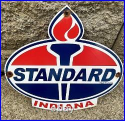 Vintage Standard Die-Cut Sign Porcelain Torch Motor Oil Gasoline Gas Pump Sign