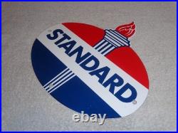 Vintage Standard Gas Torch & Flame 11 3/4 Porcelain Metal Gasoline & Oil Sign