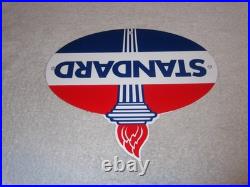 Vintage Standard Gas Torch & Flame 11 3/4 Porcelain Metal Gasoline & Oil Sign