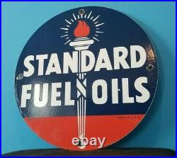 Vintage Standard Gasoline Porcelain Gas Fuel Oils Service Station Torch Sign
