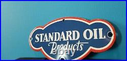 Vintage Standard Gasoline Porcelain Gas Motor Oil Service Station Door Push Sign